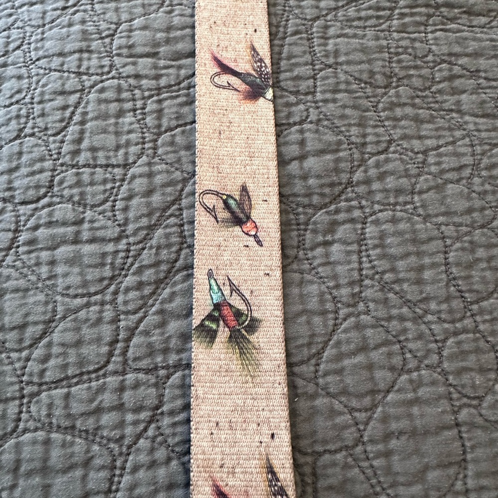 Volcom Beige Web Belt with Fly fishing design and Black Buckle